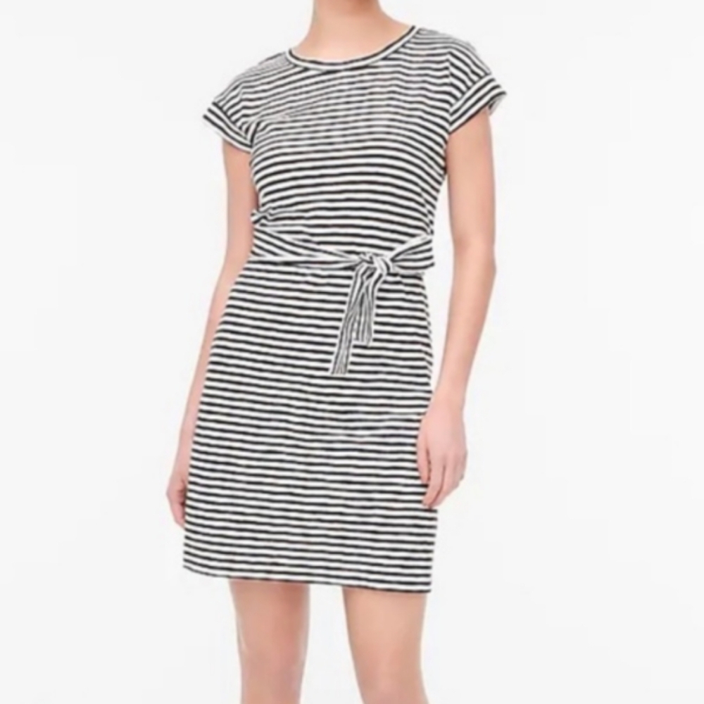 J. Crew Black and White Tie Front Mini Dress